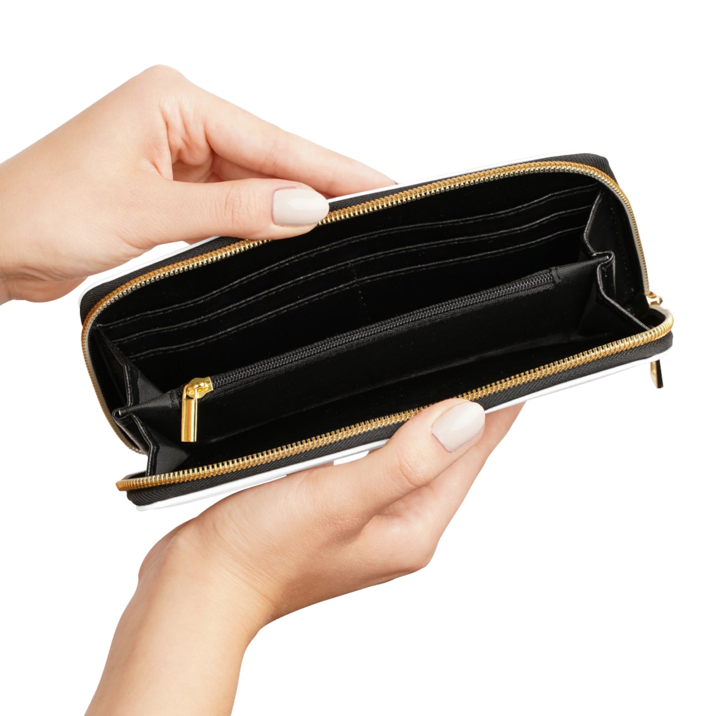 Legaci X Stylish White Zipper Wallet with Gold Accent - Perfect for Everyday Use and Special Occasions