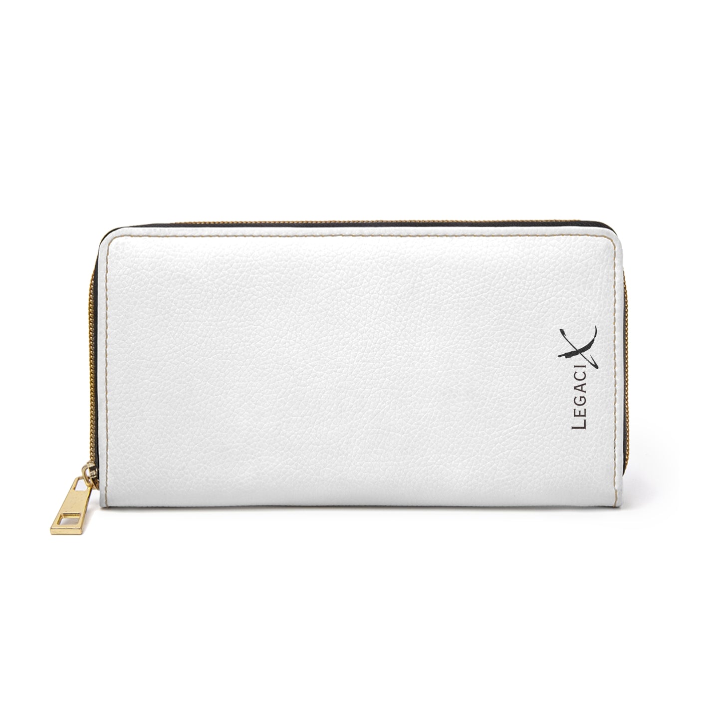 Legaci X Stylish White Zipper Wallet with Gold Accent - Perfect for Everyday Use and Special Occasions