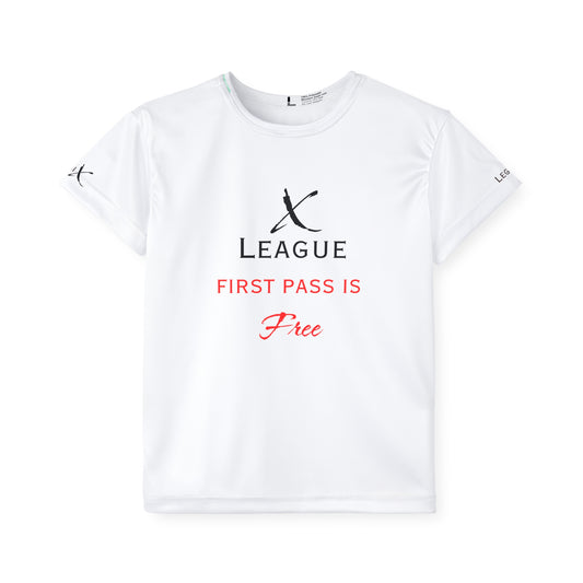 Legaci X League Youth Sports Jersey - "First Pass is Free"
