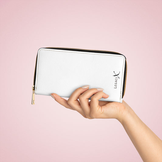 Legaci X Stylish White Zipper Wallet with Gold Accent - Perfect for Everyday Use and Special Occasions